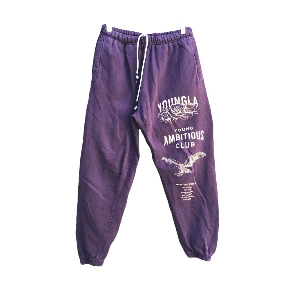 YoungLA Young Ambitious Club Graphic Sweatpants Men's Medium Purple Joggers